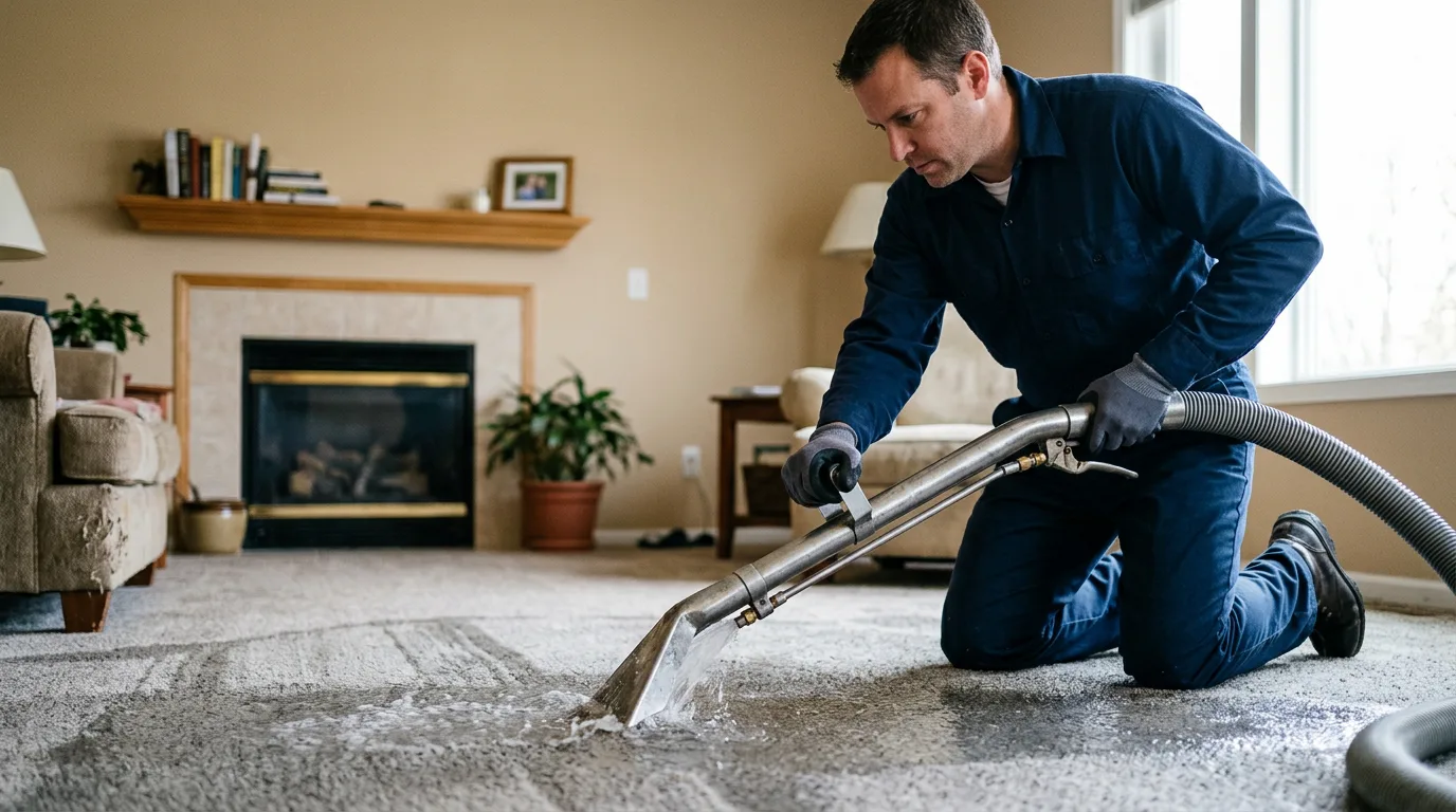 Water damage restoration technician working near Tully, NY